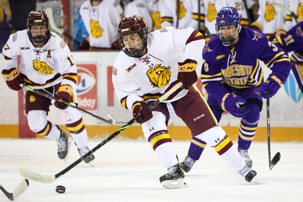 Hockey Players playing a competitive hockey game