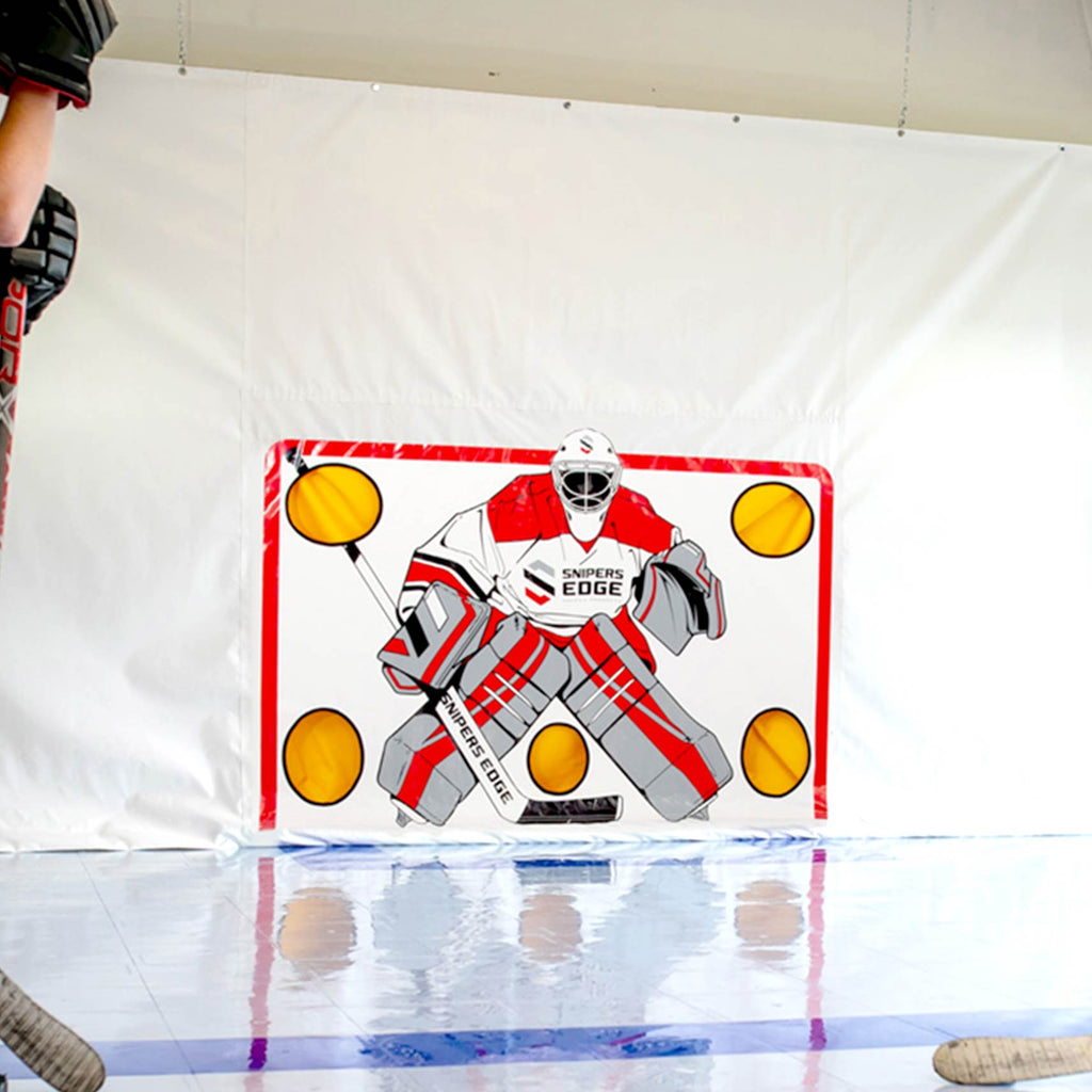 Two shooters shoot on Shooting Tarp in a garage