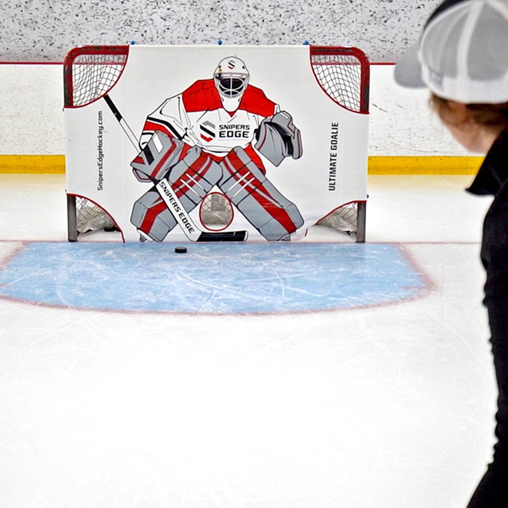 Ultimate Goalie set up on ice rink